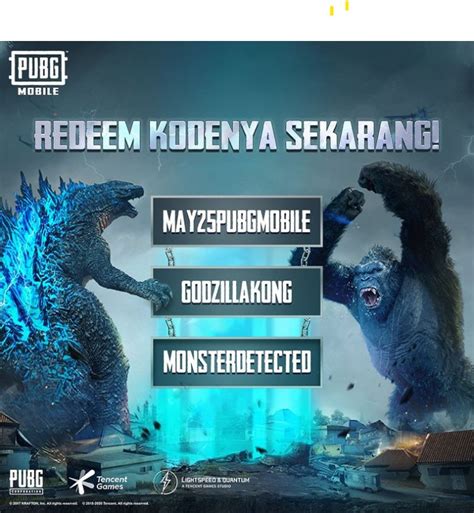 kode redeem pubg godzilla vs kong amati bonus topup besar 33 voucher vp tanpa pajak pilihan image 1