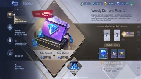 weekly diamond pass ml tonton video panduan Kredit Tambah dan Upgrade paket Telkomsel eShop Argentina Voucher lalu refresh halaman Voucher Switch Diskon hari ini image 1